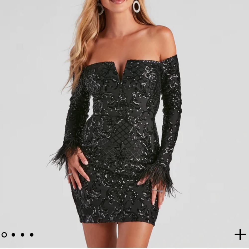 Windsor Black Sequin Off-Shoulder Dress